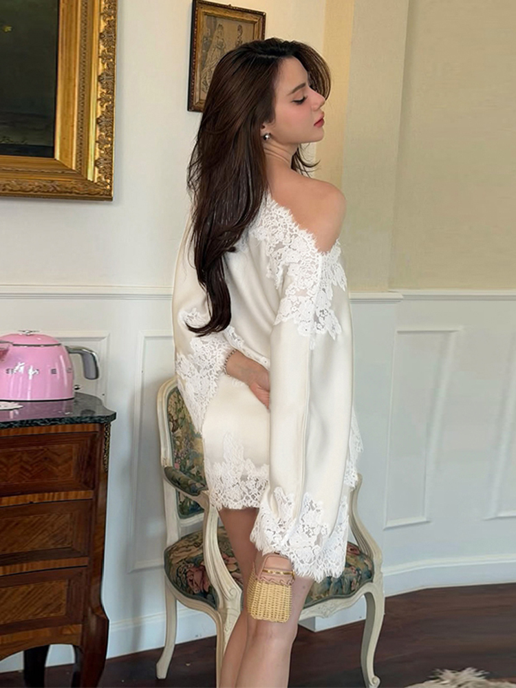 Elegant Lace Patchwork Women's - Blouse Off Shoulder review and price