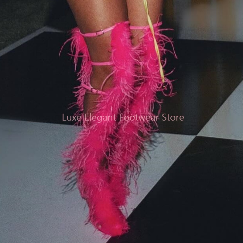 Pink Feather Strappy Hollow Bu - Sandal Strappy Heeled review and price