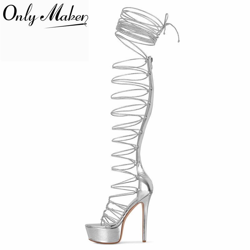 Onlymaker Sliver Peep Toe Lace - Sandal Strappy Heeled review and price