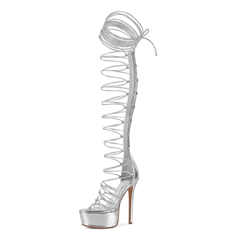 Onlymaker Sliver Peep Toe Lace - Sandal Strappy Heeled review and price