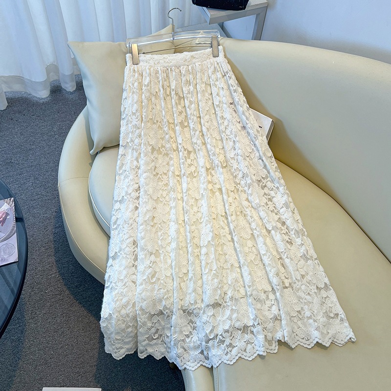 French Cream Beige 3D Floral L - Midi Skirt Floral review and price